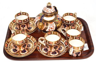 Lot 96 - Set of six Royal Crown Derby coffee cans and saucers and a Royal Crown Derby squat baluster...