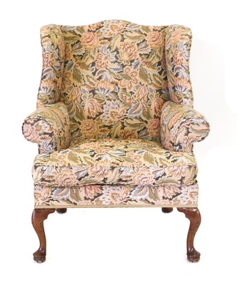 Lot 561 - A George II Walnut Wing-Back Armchair, 2nd...