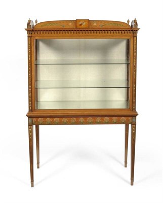 Lot 1249 - An Edwardian Satinwood and Polychrome Painted Neo-Classical Style Display Cabinet, late 19th...