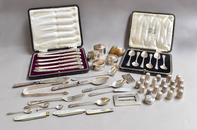 Lot 102 - A Collection of Assorted Silver, including: a...