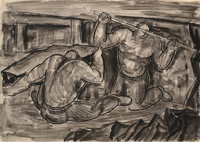 Lot 11 - George Bissill (1896-1973) "Miners Wringing...
