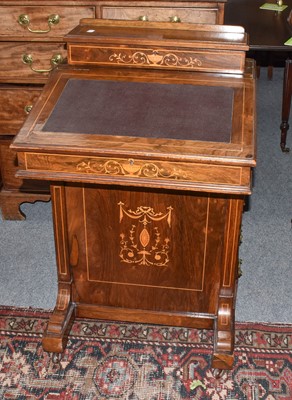 Lot 1149 - A Victorian marquetry inlaid Davenport, 53cm...