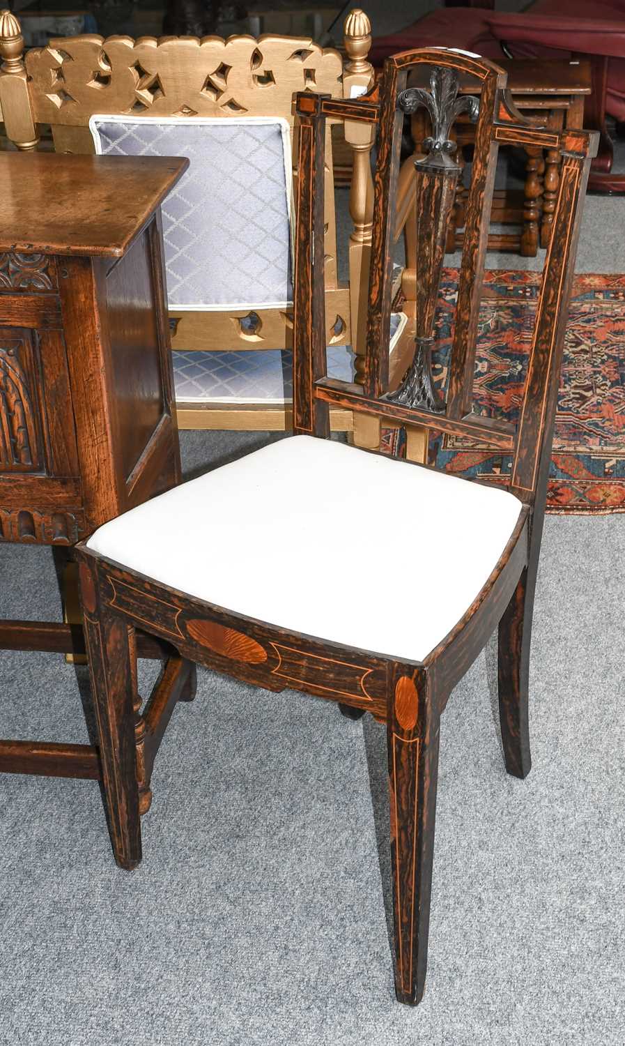 Lot 1295 An Edwardian Coromandel side chair carved
