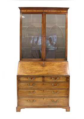 Lot 483 - A George III Mahogany Bureau Bookcase, 3rd...