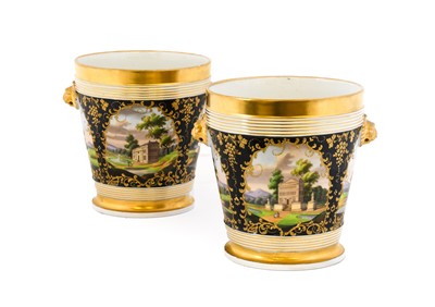 Lot 284 - A Pair of Paris Porcelain Cache Pots and...