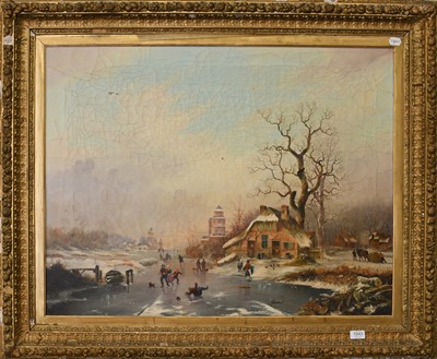 Lot 1043 - Manner of Avercamp Frozen canal scene with...