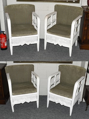 Lot 1254 - A set of four Art Deco painted rattan...