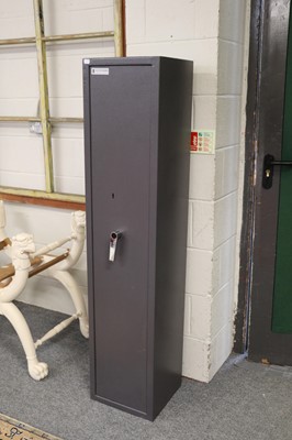 Lot 1186 - A Grey Painted Steel Gun Cabinet, makers Safe...