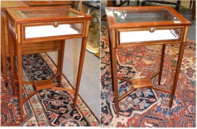 Lot 1251 - A Pair of Early 20th Century Mahogany, Satinwood Banded and Ebony Strung Bijouterie Tables,...