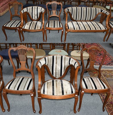 Lot 1083 - An Edwardian mahogany seven part salon suite,...