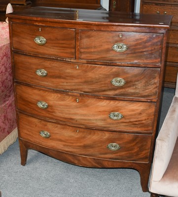 Lot 1080 - A late Georgian mahogany bow fronted chest,...