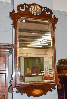 Lot 1076 - A 19th century mahogany fret mirror with...