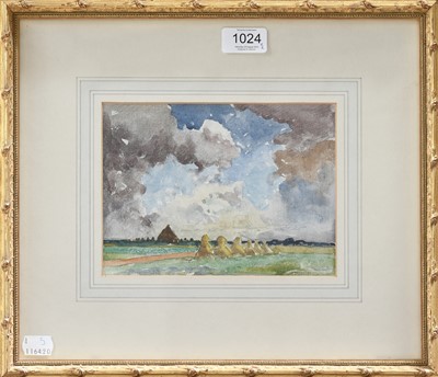 Lot 1024 - William Lee Hankey (1869-1952) Cornstooks in a...