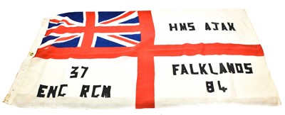 Lot 280 - Post Falklands War:- a Royal Navy White Ensign,...