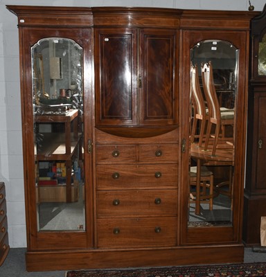 Lot 1177 - An Edwardian inlaid mahogany mirror fronted...