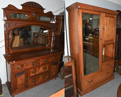 Lot 1106 - A Victorian light oak mirror fronted compactum...