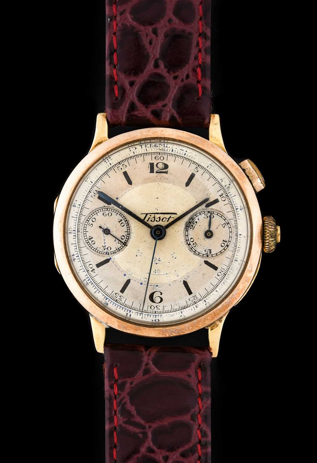 Lot 2210 - Tissot: A Rare 18 Carat Gold Chronograph...