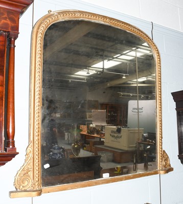 Lot 1314 - A Victorian overmantel mirror, 100cm by 113cm