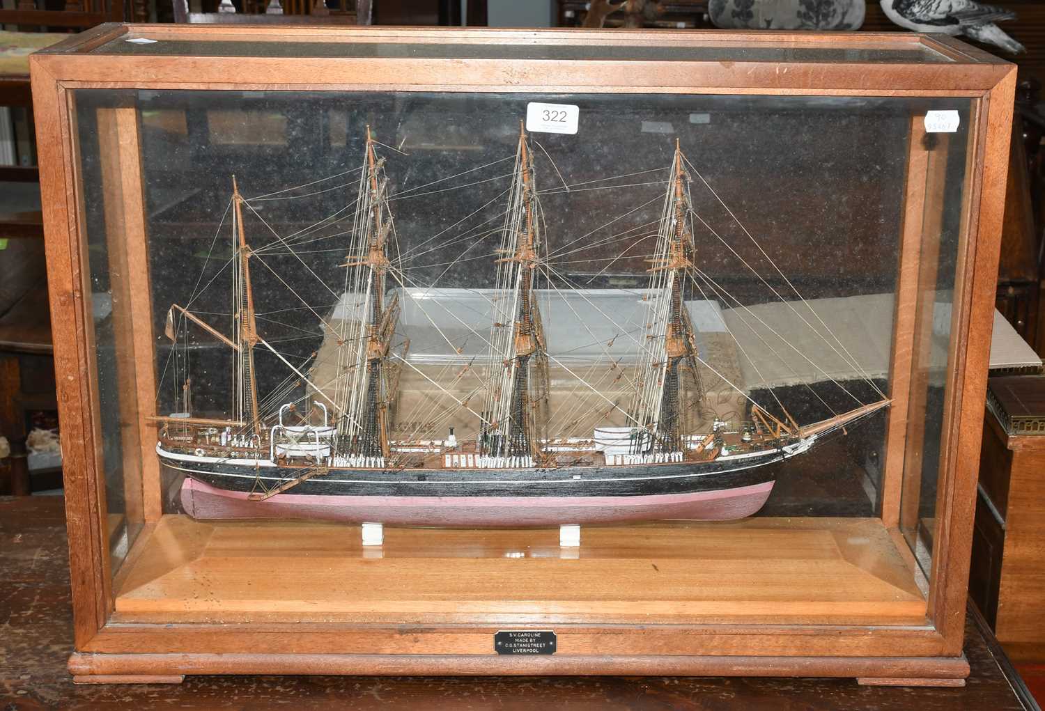Lot 322 - A cased model of a four-masted ship, S V
