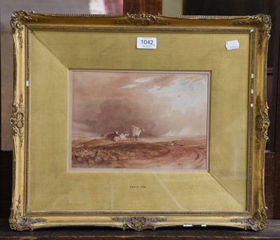 Lot 1042 - Attributed to David Cox Cattle before windmill...