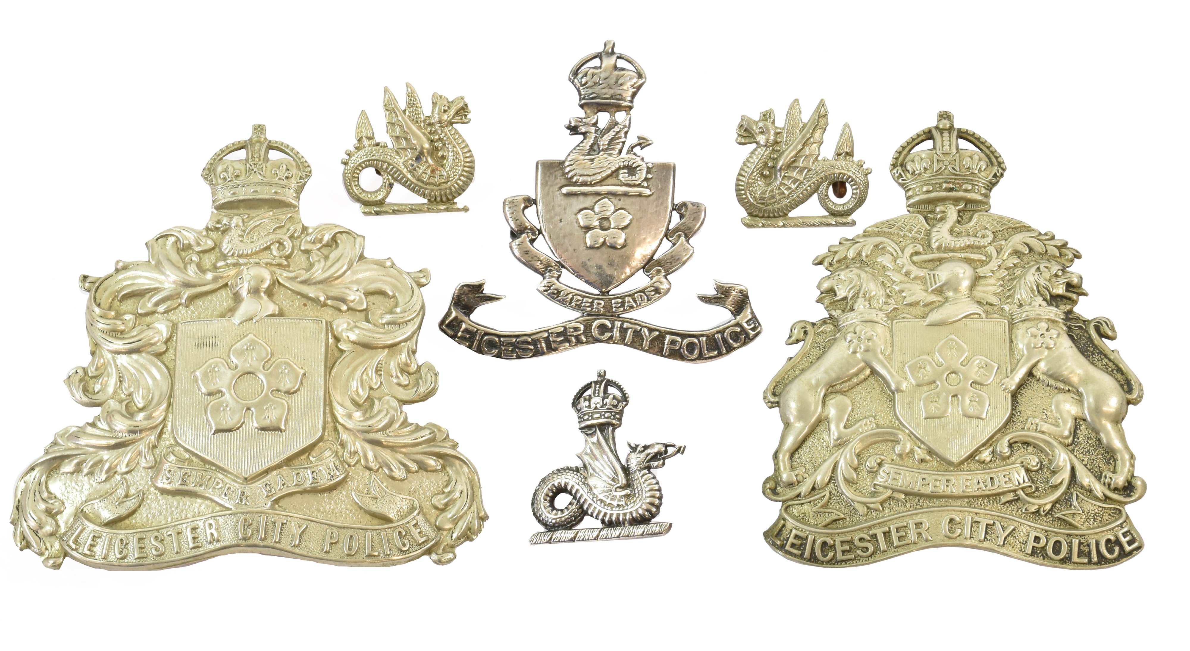 Lot 2091 Leicester City Police two Helmet Plates