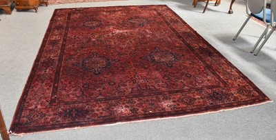 Lot 1191 - Indo Persian rug, the raspberry field with a...