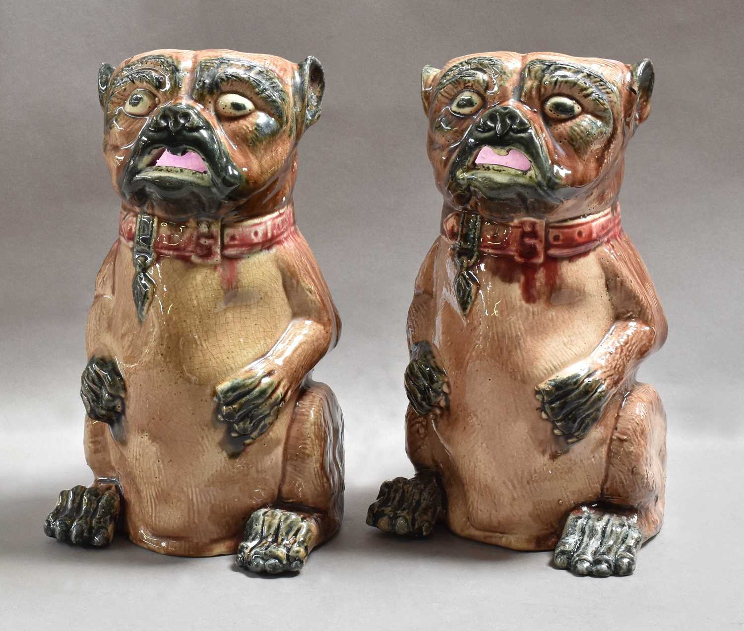 Lot 75 - A pair of 19th century Continental majolica...