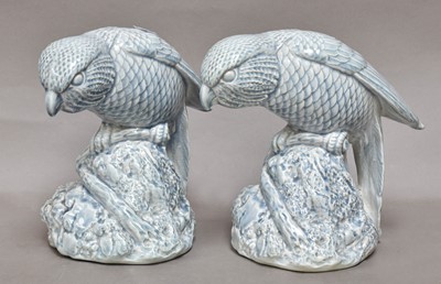 Lot 189 - A Pair of Bretby Parrots, raised on...