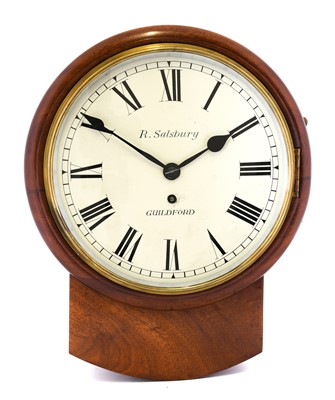 Lot 707 - A Mahogany 10-inch Drop Dial Wall Timepiece,...