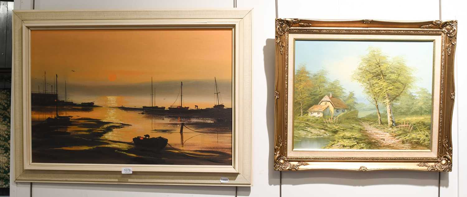 Lot 1078 - (Jason) Les Spence, sunset Signed oil on...