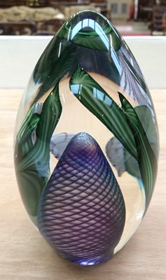 Lot 225 - Okra Glass Studios, an Iris paperweight,...