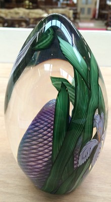 Lot 225 - Okra Glass Studios, an Iris paperweight,...