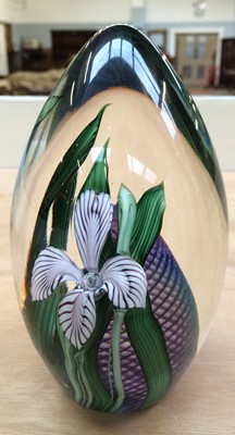 Lot 225 - Okra Glass Studios, an Iris paperweight,...