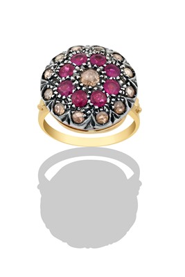 Lot 2380 - A Synthetic Ruby and Diamond Cluster Ring the...