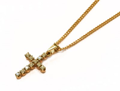 Lot 355 - A 9 Carat Gold Diamond Cross Pendant on A 9...