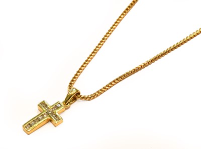 Lot 353 - An 18 Carat Gold Diamond Cross Pendant on An...