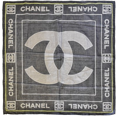 Lot 5005 - Chanel Black Silk Chiffon Scarf, Circa 2014...