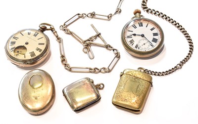 Lot 391 - Military Pocket Watch, another three vestas, etc