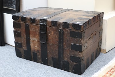 Lot 1174 - A 19th Century Iron Bound Oak Silver Chest,...