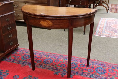 Lot 1224 - A George III Mahogany Demi Lune Fold Over Tea...