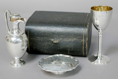 Lot 144 - A Three-Piece Victorian Silver Travelling...