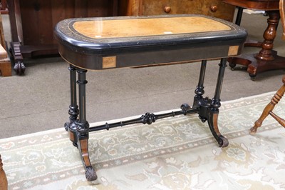 Lot 1314 - A Victorian Ebonised and Bur Walnut Card Table,...