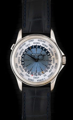 Lot 2230 - A Fine and Rare Platinum World Time Automatic...