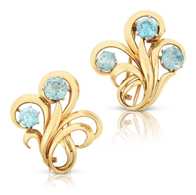 Lot 2272 - Two Blue Zircon Scatter Brooches, by Chaumet,...