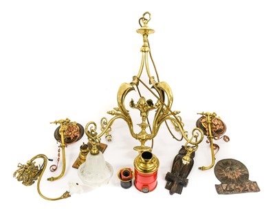 Lot 90 - A Brass Four-Light Electrolier, in the manner...