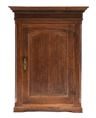 Lot 742 - A George II Oak Wall Mounted Straight Fronted...