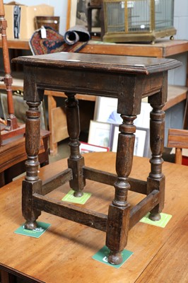 Lot 1217 - An Oak Joint Stool, early 18th century, with...