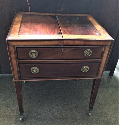 Lot 1283 - A George III Mahogany Washstand, crossedbanded...