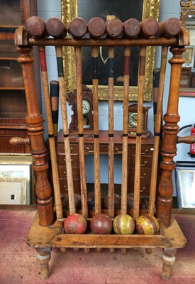 Lot 1288 - A Child's Croquet Set on Stand, 19th century,...