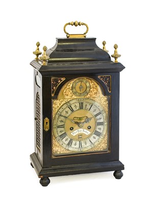 Lot 32 - An Ebony Veneered Striking Table Clock, signed...
